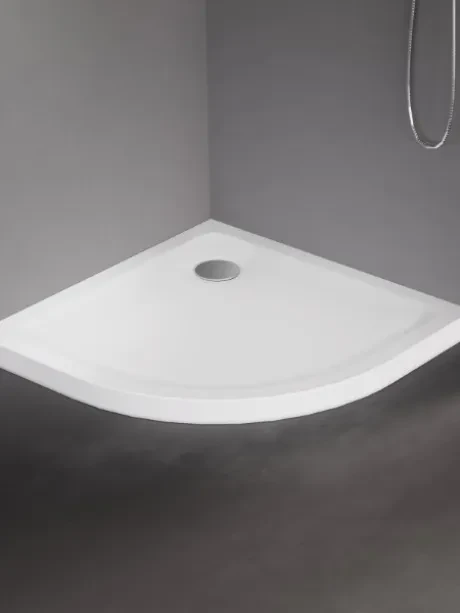 Akrilinis dušo padėklas "Mild", pusapvalis, 4,5 cm aukščio, baltas