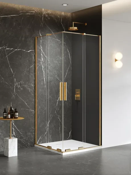 Dvigubų durų dušo kabina Smart Gold Brushed