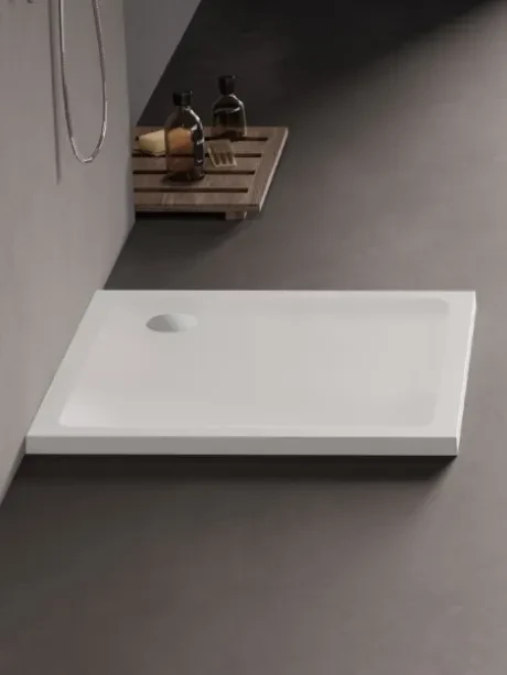 Mild acrylic shower tray, square, white, height 4.5cm