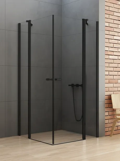 New Soleo Black shower enclosure, double doors with additional walls