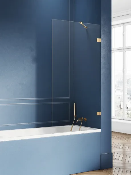 „Avexa Gold Brushed“ vonios pertvara, vienos dalies, su pasvirusiu laikikliu