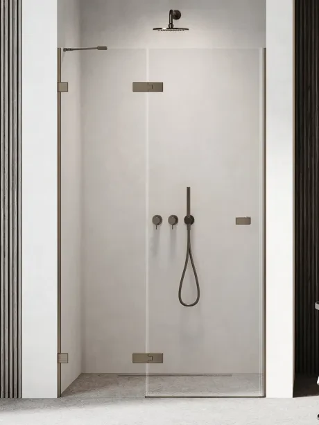 Nišinės durys Oxia Gunmetal Brushed vieno varstymo, mažas lankstas, pasviręs laikiklis