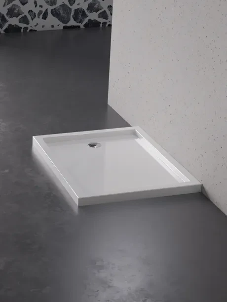 New Cantare acrylic shower tray, rectangular, in white color. Height 4,5cm