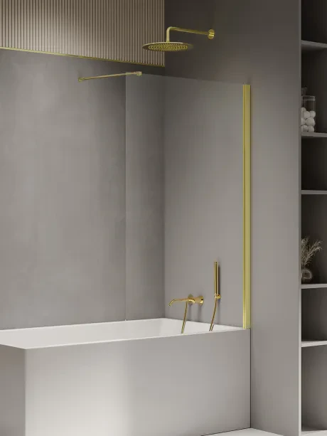 Vonios ekranas New Soleo Gold Shine, vientisas fiksuotas, statmena atrama