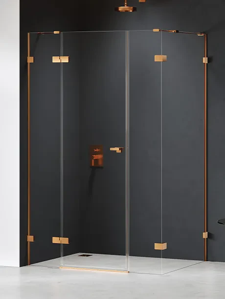 Dušo kabina „Eventa Copper Brushed“, viengubos durys su papildoma sienele
