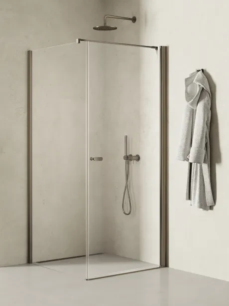 New Soleo Gunmetal Brushed Shower Enclosure, parallel support, single door