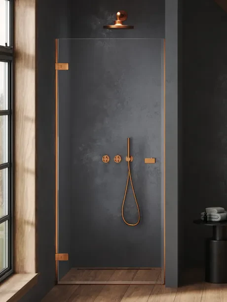 Oxia COPPER BRUSHED recess door single swing, hinge against the wall