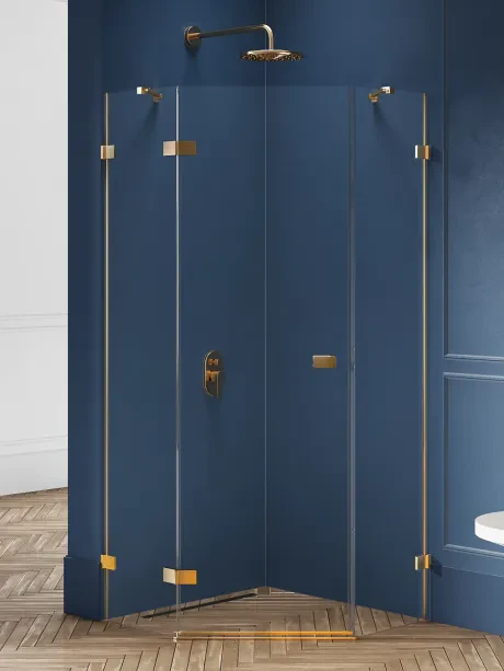 Dušo kabina „Avexa Gold Brushed“, penkiakampė