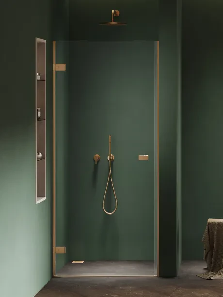 Oxia Gold BRUSHED recess door single swing, hinge against the wall