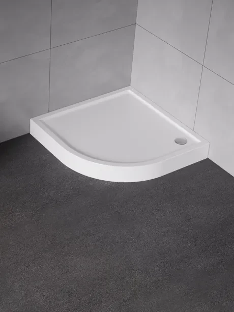 Columbus akrilinis dušo padėklas, pusapvalis, baltos spalvos. Aukštis 14 cm