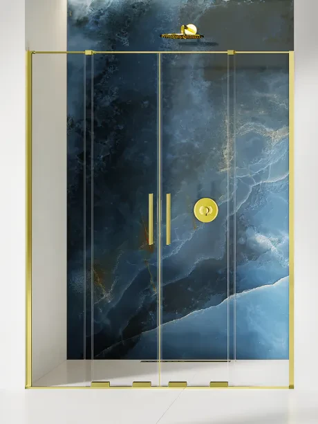 Smart Light Gold double recessed shower doors