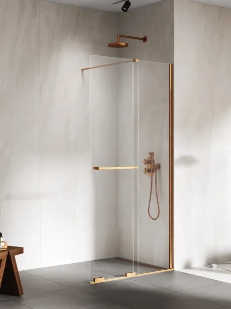 Dušo kabina Smart Copper Brushed, stumdomoji, statmena atrama, turėklai