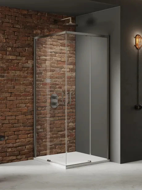 Prime Gunmetal Brushed shower enclosure, double doors, sliding