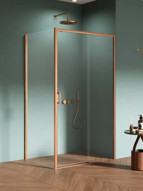 Prime Copper Brushed shower enclosure, single sliding door