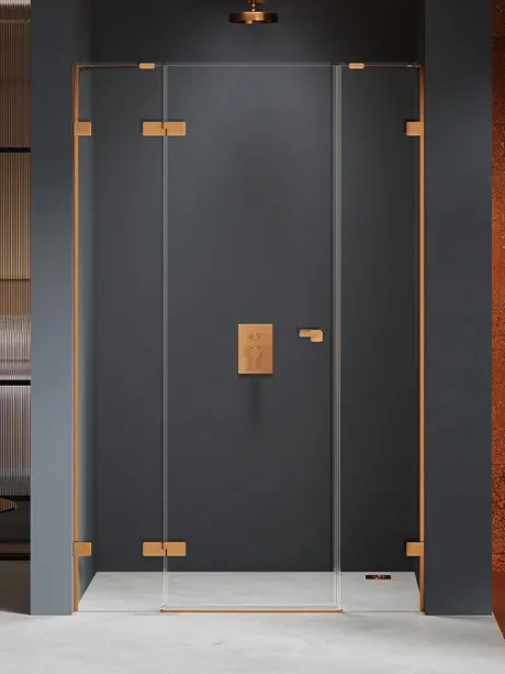 Eventa Copper Brushed recessed door, single with additional wall