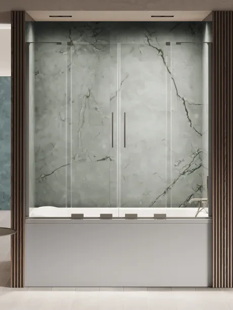 Smart GUNMETAL BRUSHED 2D U vonios ekranas 150x150 - kampinis laikiklis