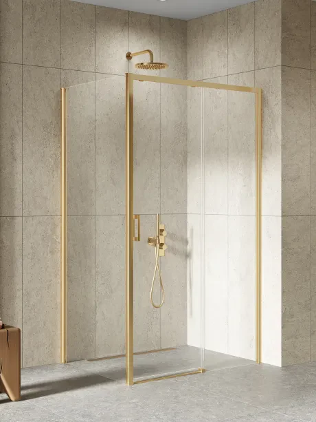 Prime Gold Brushed dušo kabina, viengubos stumdomos durys