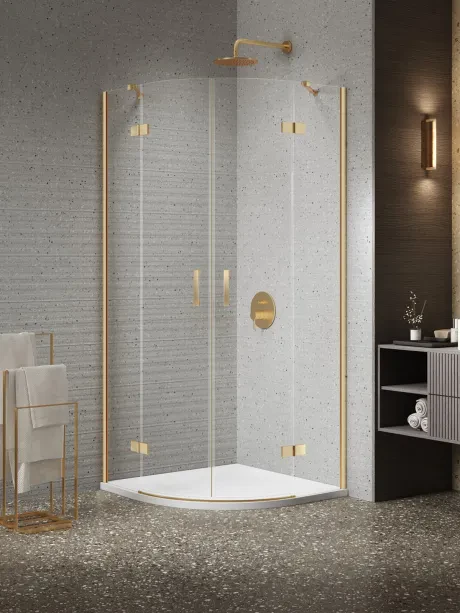 Nesta Gold Brushed pusapvalė dušo kabina