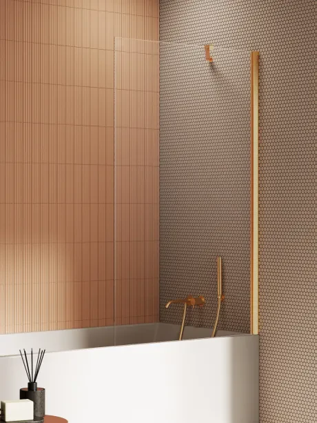 New Soleo Gold Brushed vonios ekranas, vientisas fiksuotas