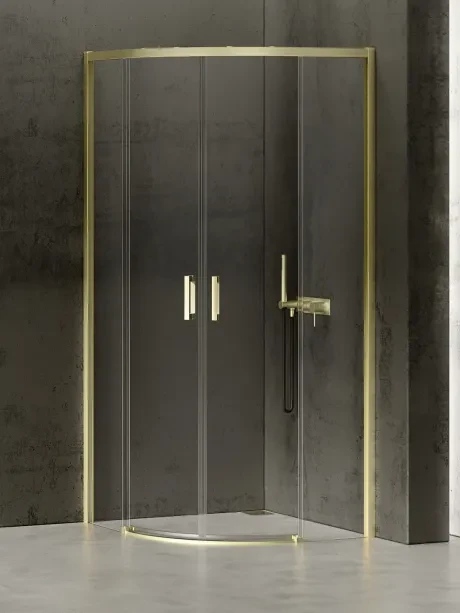 Prime Light Gold semi-circular shower enclosure.