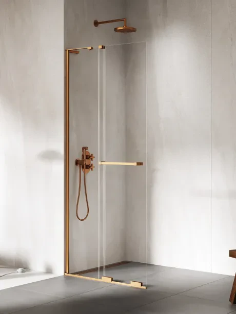 Smart Copper Brushed 1D dušo kabina su vaikščiojimu - tvirtinimas RELING-anglinis laikiklis