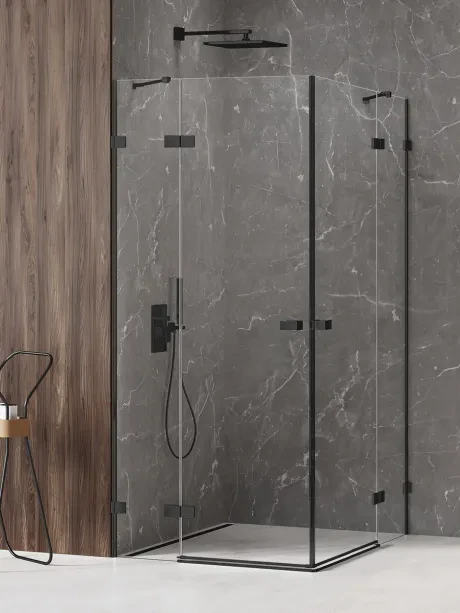 Avexa Black Shower Enclosure, Double Doors