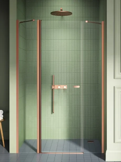 Įleidžiamos durys New Soleo Copper Brushed, viengubos, varstomos, plius dvi sienos
