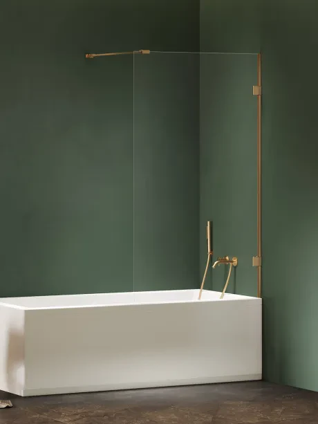 „Oxia Gold Brushed“ vonios pertvara, fiksuota, vieno elemento, su statmenu atramu
