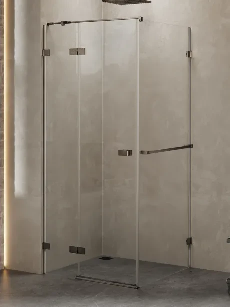 Dušo kabina „Avexa Gunmetal Brushed“, viengubos durys, su pakabinamuoju laikikliu