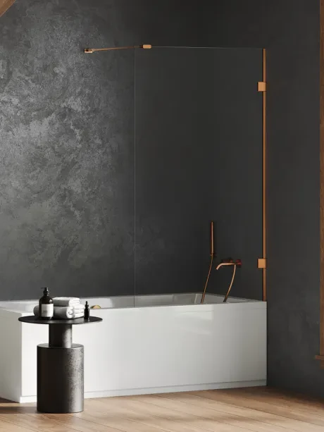 „Oxia Copper Brushed“ vonios pertvara, fiksuota, vienos dalies, su statmenais atraminiais strypais