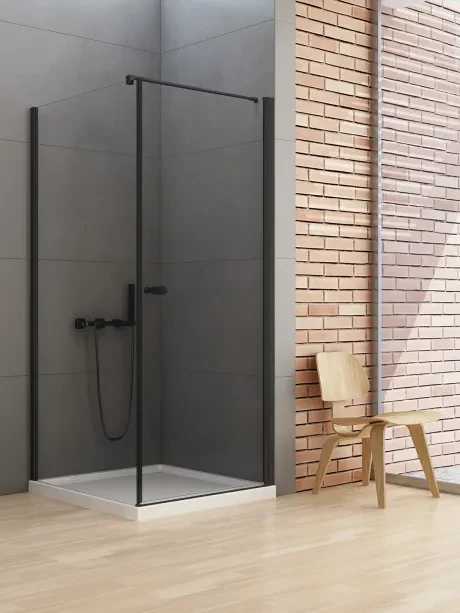 New Soleo Black shower enclosure, parallel bracket, single door