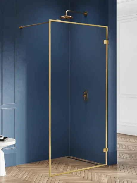 Avexa Gold Brushed vientisa dušo kabina. Su aliuminio rėmu.