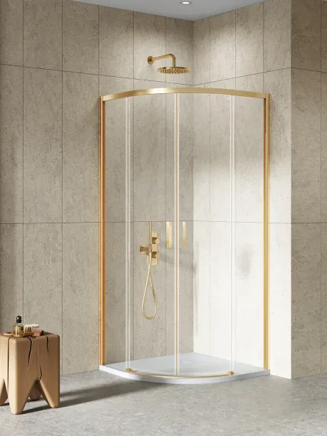 Prime Gold Brushed pusapvalė dušo kabina.