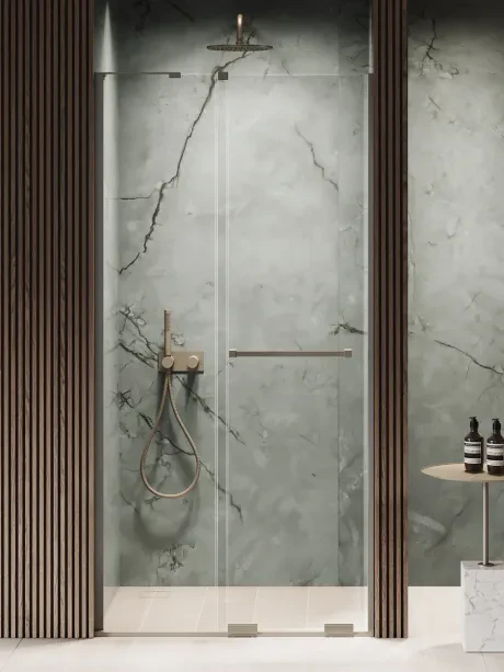 Viengubos stumdomos durys Smart Gunmetal Brushed kampinis kronšteinas rankena turėklai