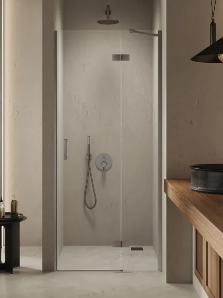 Nesta Gunmetal Brushed Recessed Shower Door, Single Door