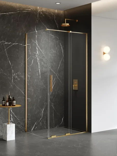 Smart Gold Brushed dušo kabina, stumdomos durys