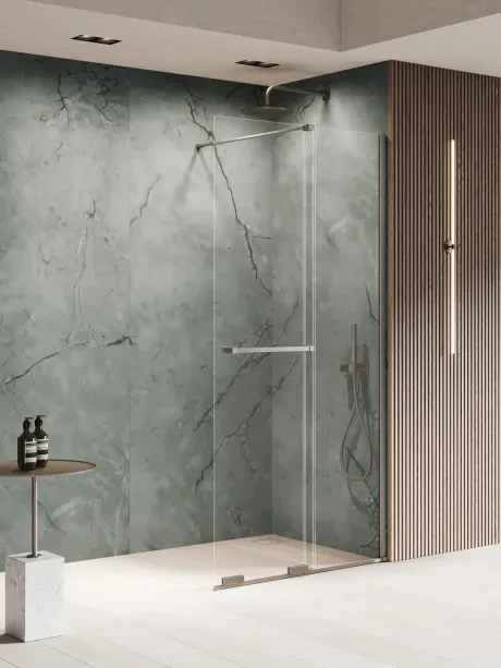 Dušo kabina Smart Gunmetal Brushed, stumdomoji, statmena atrama, turėklai
