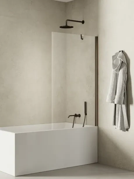 Vonios ekranas New Soleo Gunmetal Brushed, vientisas fiksuotas
