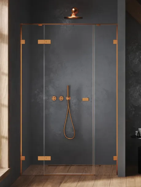 Įleidžiamosios durys Oxia COPPER BRUSHED Plus vienvėrės, vyriai ant mažos sienelės
