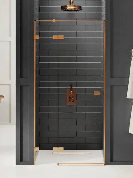 Avexa Copper Brushed Recessed Shower Door