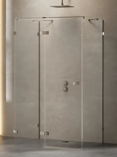 Dušo kabina „Avexa Gunmetal Brushed“, montuojama prie sienos