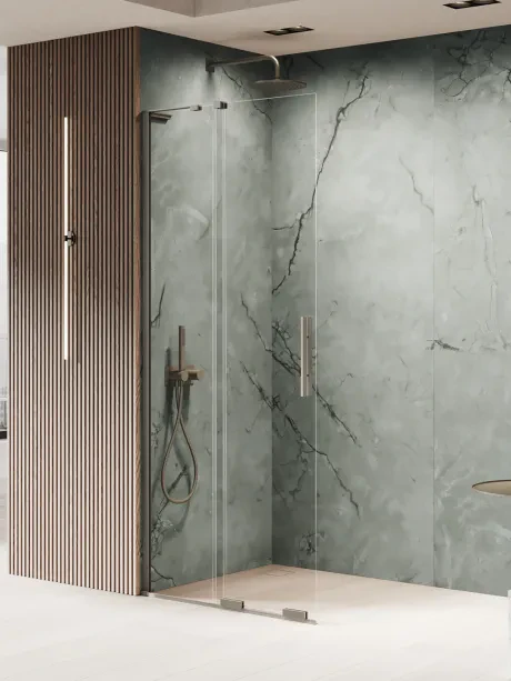 Smart GUNMETAL BRUSHED 1D vaikščiojimo dušo kabina - kampinis laikiklis