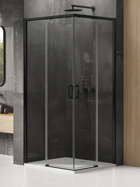 Prime Black Shower Enclosure, double doors