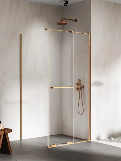 Smart Copper Brushed dušo kabina, stumdomos durys, turėklai