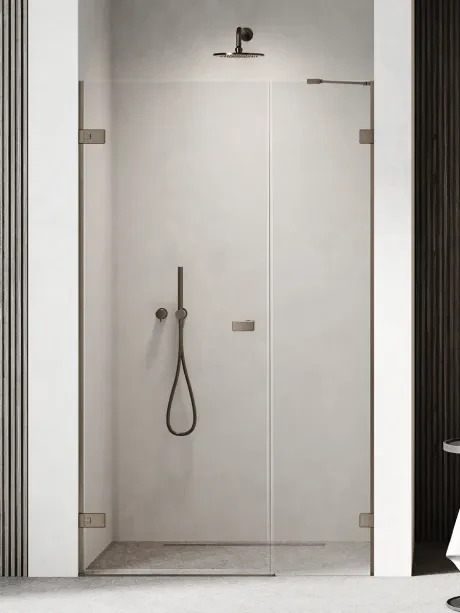 Įleidžiamosios durys Oxia Gunmetal Brushed Plus vienvėrės durys, vyriai prie sienos, nuožulnus laikiklis