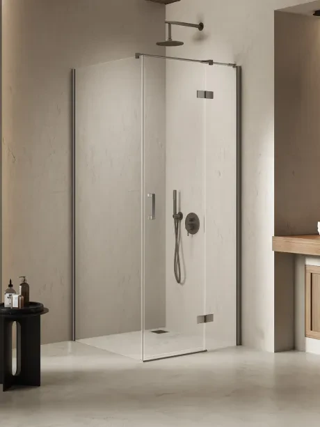 Nesta Gunmetal Brushed shower enclosure, single doors