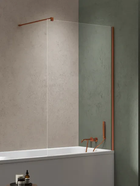 Vonios užsklanda Nesta Copper Brushed, fiksuota, statmenas laikiklis