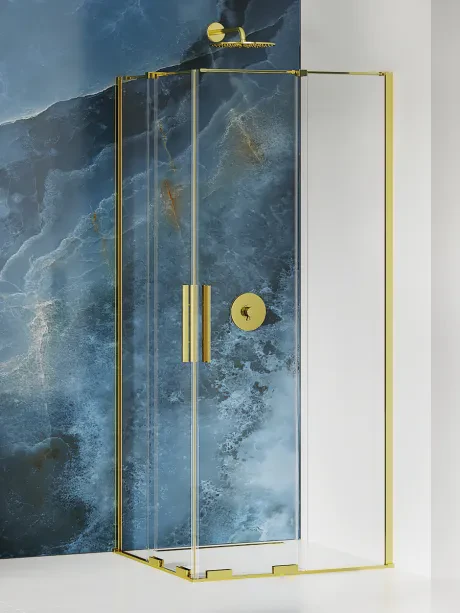 Dvigubų durų dušo kabina Smart Light Gold