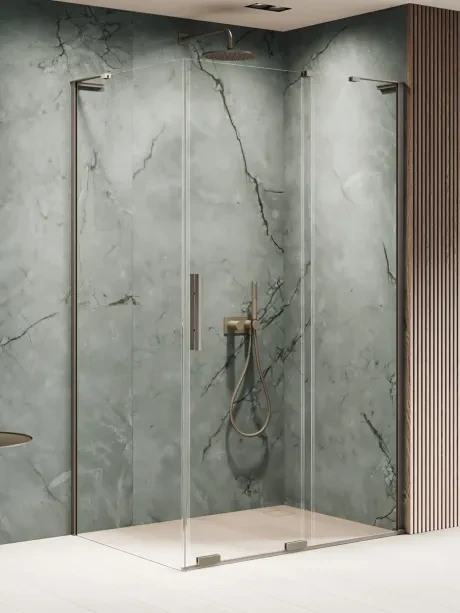 Smart Gunmetal Brushed 1D dušo kabina - kampinis laikiklis