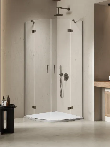 Nesta Gunmetal Brushed pusapvalė dušo kabina